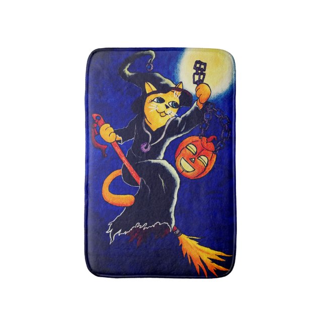Tapete De Banheiro Noite Witch Cat (Frente Vertical)