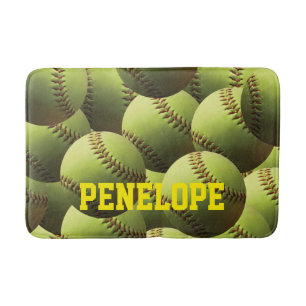 Tapete De Banheiro Nome amarelo do softball no texto amarelo
