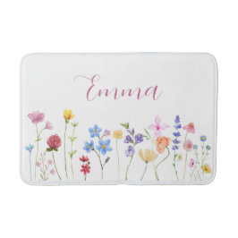 Tapete De Banheiro Nome Aquarela Flor Silvestre Minimalista Boho 