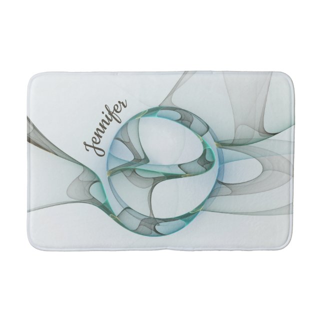 Tapete De Banheiro Nome da Cinza Abstrato Fractal Azul Turquesa (Frente)