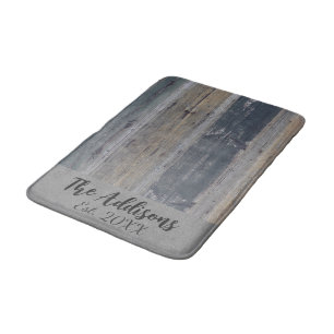 Tapete De Banheiro Nome da Família Rustic Wood Personalizada