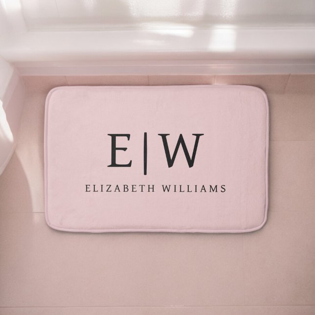 Tapete De Banheiro Nome de Monograma Feminino Roscado em Pó Moderno (Criador carregado)