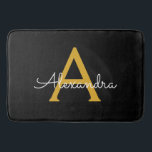 Tapete De Banheiro Nome do Monograma Rapariga de Script Moderno Doura<br><div class="desc">Bath Mats do Nome do Monograma Simples Preto e Ouro. Isso faz da formatura perfeita,  aniversário,  casamento,  duche de noiva,  aniversário,  duche de bebê ou festa de solteira para alguém que ama luxo de vidro e estilos quicos.</div>
