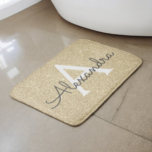 Tapete De Banheiro Nome Dourado luxuoso do monograma do brilho da
