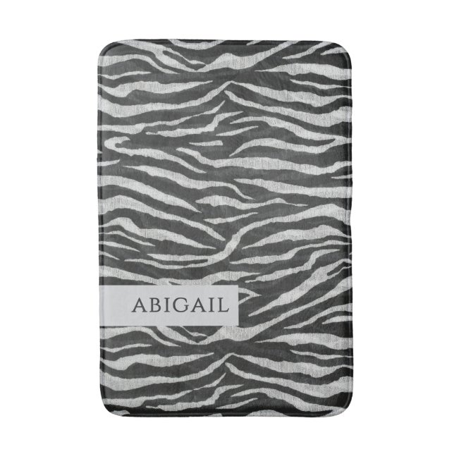 Tapete De Banheiro Nome e impressão animal monocromático (Frente Vertical)