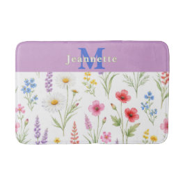 Tapete De Banheiro Nome Monograma Floral Aquarela de Flor Silvestre C