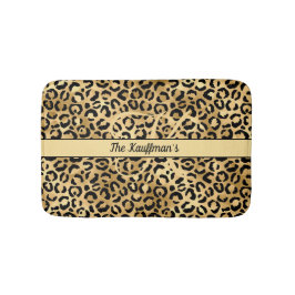 Tapete De Banheiro Nome Monograma Preto Dourado Estampa Leopardo Guep