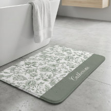 Nome Monograma Toile Vintage Floral Verde Salvia