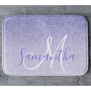 Tapete De Banheiro Nome Personalizado da Glitter Roxo Moderno