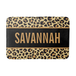 Tapete De Banheiro Nome personalizado Leopard Animal Print Patterno C
