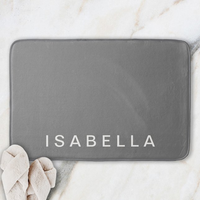 Tapete De Banheiro Nome Personalizado Minimalista Moderno em Cinza (Criador carregado)