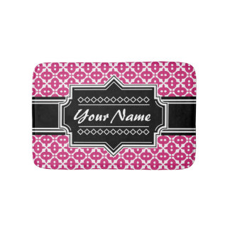 Tapete De Banheiro Nome Personalizado Preto Padrão de Deco Rosa