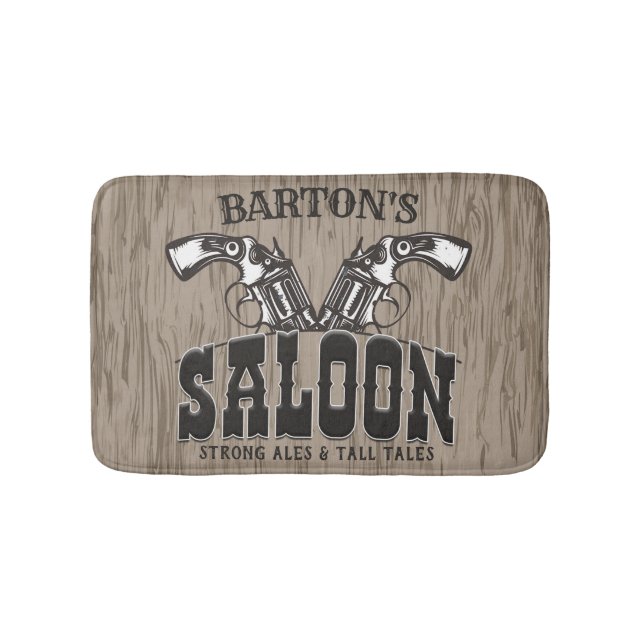 Tapete De Banheiro Nome Personalizado Wild West Gun Revolver Saloon (frente)