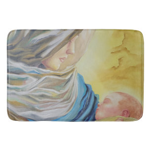 Tapete De Banheiro Nossa Senhora do Silêncio segurando Jesus bebê