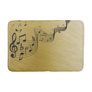 Tapete De Banheiro Notas de Música Douradas