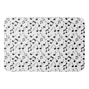 Tapete De Banheiro Notas Musicais a Preto e Branco Design Bath Mat