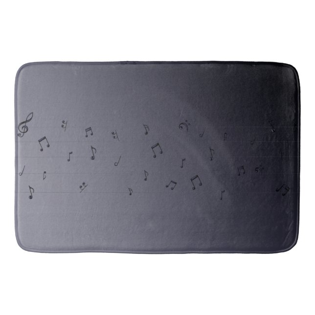 Tapete De Banheiro Notas Musicais Bath Mat Cinza (Frente)