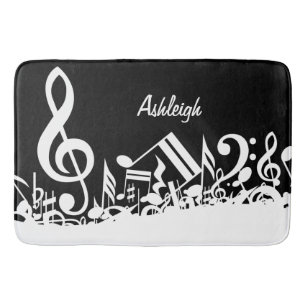 Tapete De Banheiro Notas musicais misturadas brancas personalizadas