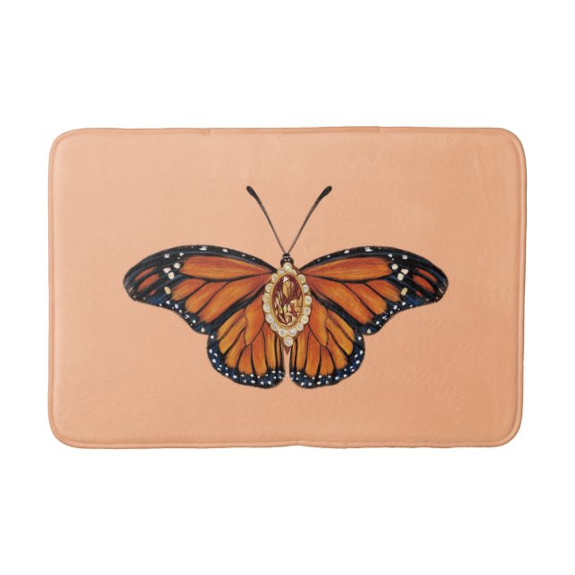 Tapete De Banheiro Novembro Citrine Monarch Butterfly Design (Frente)