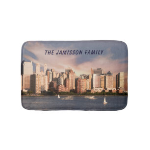 Tapete De Banheiro NYC Lower Manhattan Skyline com Nome Personalizado