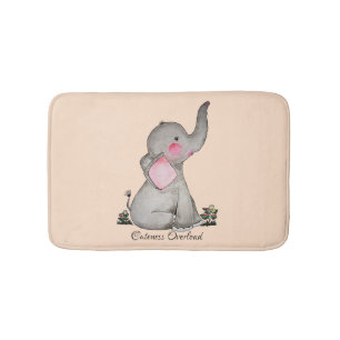 Tapete De Banheiro O elefante bonito do bebê da aguarela com cora &