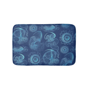 Tapete De Banheiro O Leptomedusae de Ernst Haeckel (azul escuro)