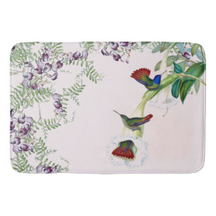 Tapete De Banheiro O Wildflower dos pássaros do colibri floresce a