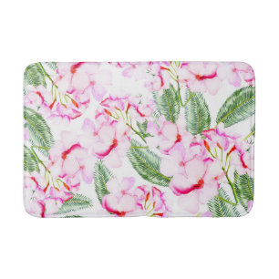Tapete De Banheiro Oásis Botânico Tropical Verde Rosa Folhas Florais