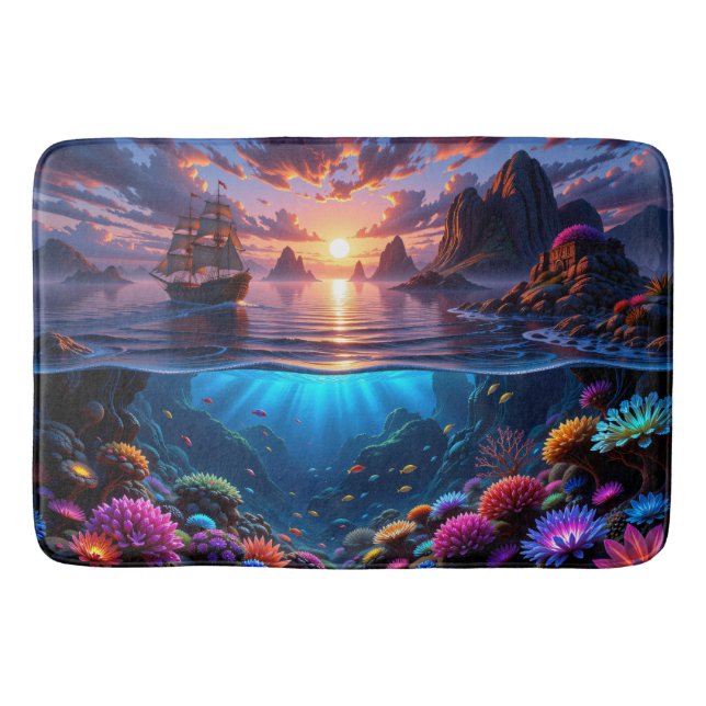Tapete De Banheiro Ocean Sunset Bath Mat (Frente)