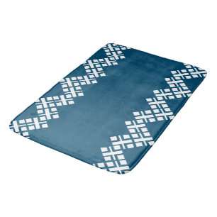 Tapete De Banheiro Oceano Azul e Branco Mono Zig Zag