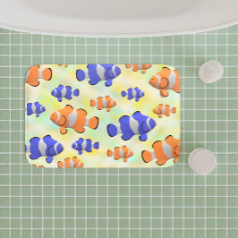 Tapete De Banheiro oceano submarino brilhante Peixe-palhaço de laranj