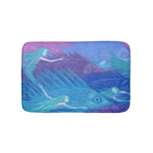 Tapete De Banheiro Oceanos Nômadas, Sereias de Arte de Fantasia Náuti