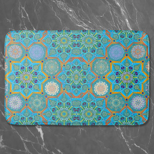 Tapete De Banheiro Octo Brighteno arabesque Moorish Turquoise