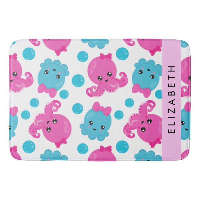 Tapete De Banheiro Octopus Patterno, Octopus Fresco, Mar, Seu Nome (Frente)