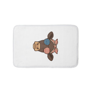 Tapete De Banheiro Óculos de sol com cabeça de vaca patriótica design