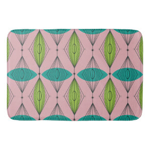 Tapete De Banheiro Ogee Rosa Atômico e Starbursts Bath Mat