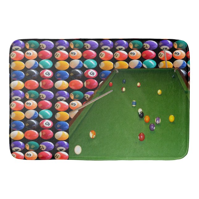 Tapete De Banheiro Oito Pintura De Mesa Com Bolas E Cues, (Frente)