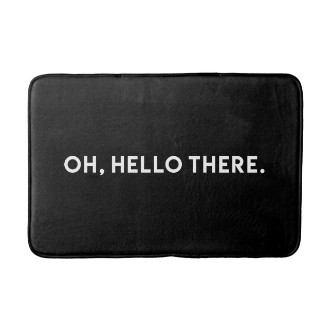 Tapete De Banheiro Olá Lá, Tipografia | Black Bath Mat (Frente)