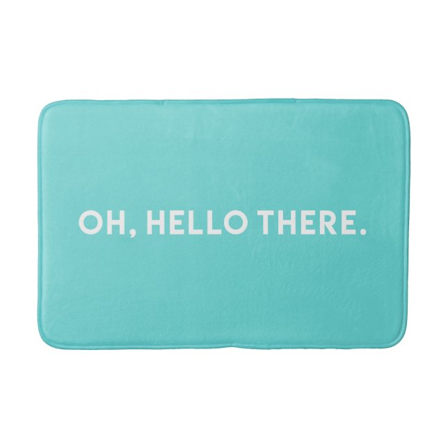Tapete De Banheiro Olá Lá Tipografia Blue Bath Mat (Frente)