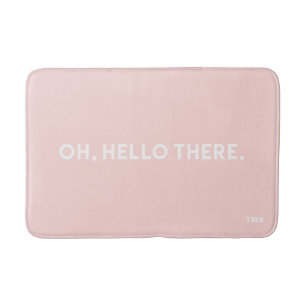 Tapete De Banheiro Olá Lá Tipografia Blush Pink Monograma