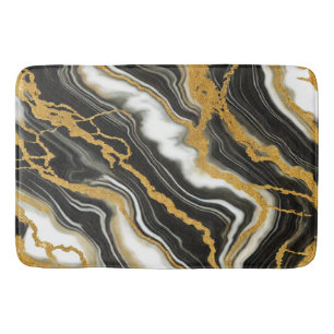 Tapete De Banheiro Olhar de mármore preto branco chic dourado Glamou