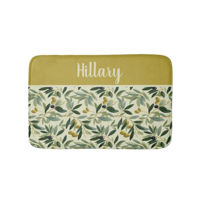 Tapete De Banheiro Olive Branch Monogram Name  (frente)