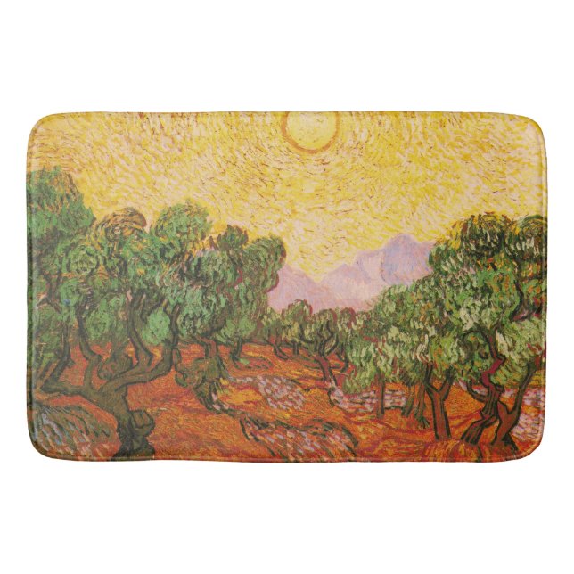 Tapete De Banheiro Oliveiras com céu amarelo & Sun por Van Gogh (Frente)