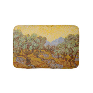 Tapete De Banheiro Oliveiras de Van Gogh Sol Amarelo Céu