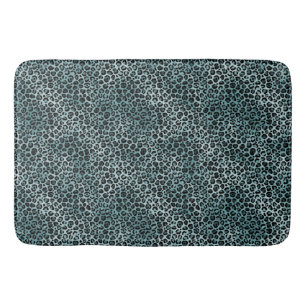 Tapete De Banheiro Ómbolo de Impressão Azul-Leopardo-Azul-Turquesa