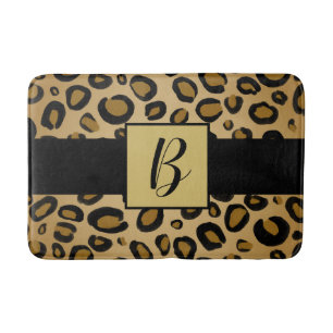 Tapete De Banheiro Onças Pintadas Estampa Leopardo Manchas Dourado Be
