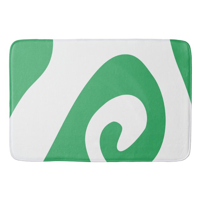 Tapete De Banheiro Onda de redemoinho verde marinho e branco (Frente)
