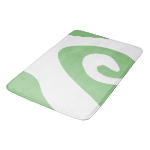 Tapete De Banheiro Onda Giratória de Sage e Branco