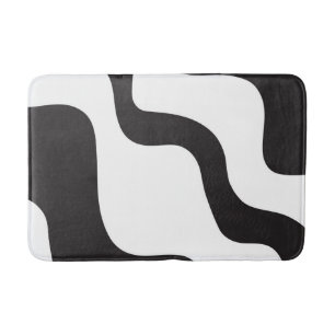 Tapete De Banheiro Onda Preto e Branco Arte Moderna Abstrata Chic