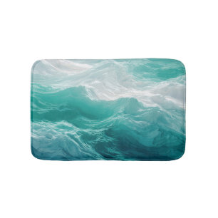 Tapete De Banheiro Ondas Abstratas do Oceano Turquesa Sonho
